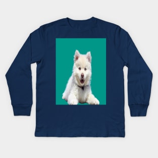 White dog Kids Long Sleeve T-Shirt